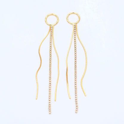 4pcs Gold/ Silver Chain Tassels 85mm Long, Rhinestone Chain Charm Pendants (GB-1277-E)