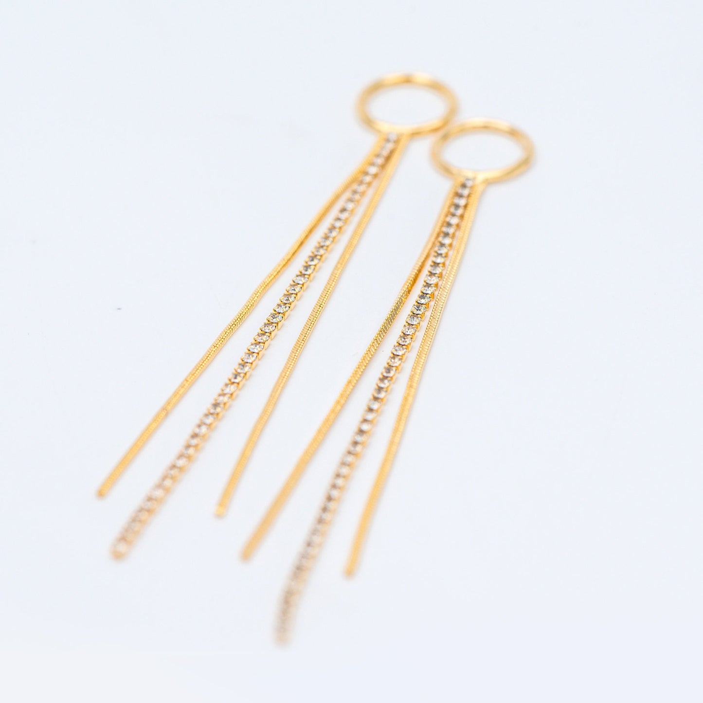 4pcs Gold/ Silver Chain Tassels 85mm Long, Rhinestone Chain Charm Pendants (GB-1277-E)