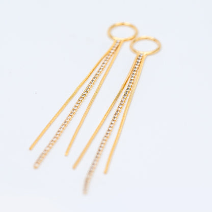 4pcs Gold/ Silver Chain Tassels 85mm Long, Rhinestone Chain Charm Pendants (GB-1277-E)