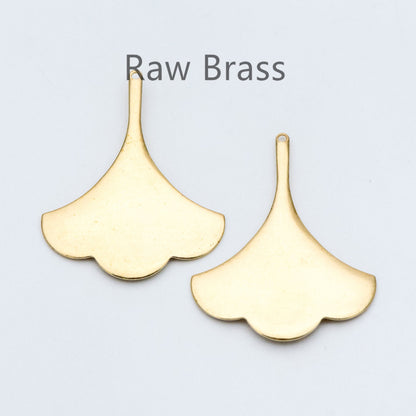 10pcs Raw Brass Leaf Charm Pendants 37x30mm, Brass Findings Wholesale (RB-111)