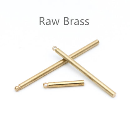 20pcs Raw Brass Bar Tube Charm Pendants, Multi Size 20/ 30/ 40mm by 2mm Thick (RB-105)