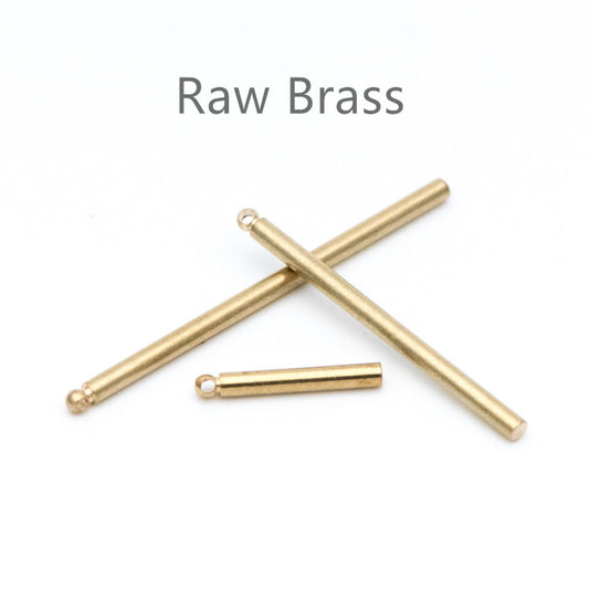 20pcs Raw Brass Bar Tube Charm Pendants, Multi Size 20/ 30/ 40mm by 2mm Thick (RB-105)