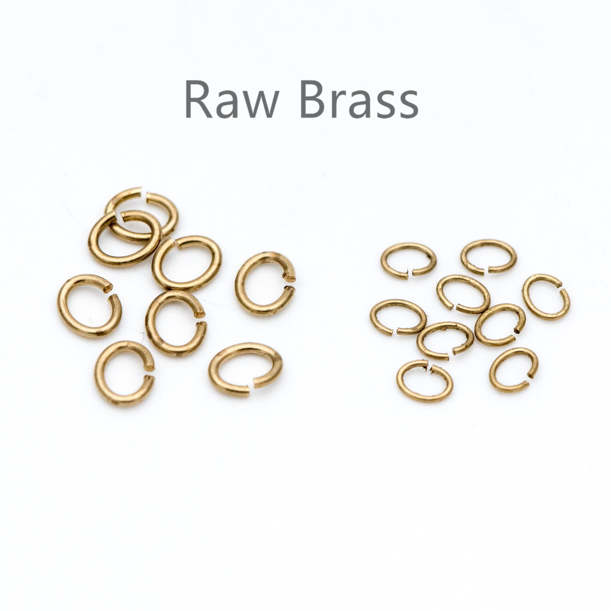 200pcs Raw Brass Open Jump Rings, Split Oval Jump Rings 4x0.5mm/ 5x0.8mm (RB-100)