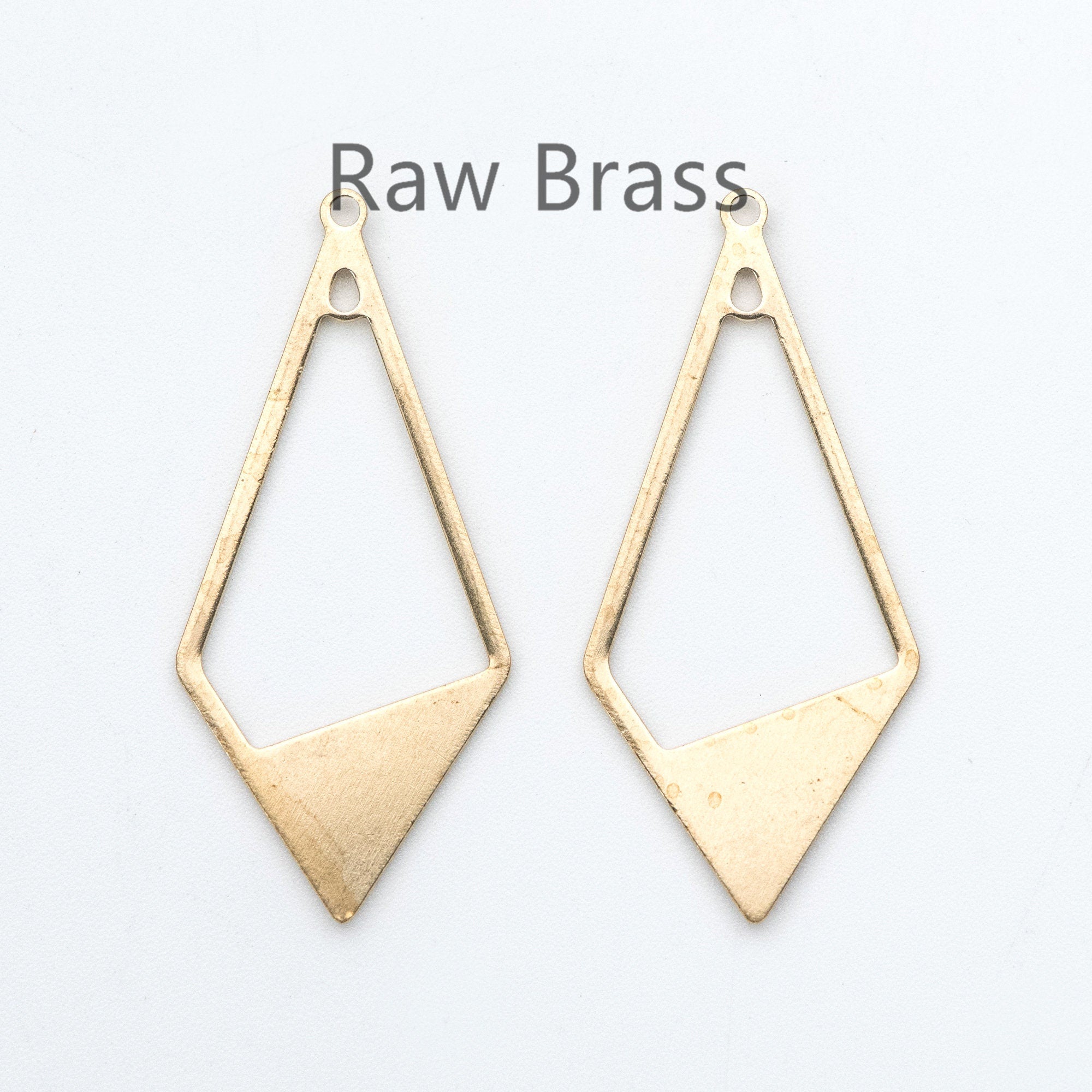 10pcs Raw Brass Rhombus Charm Pendants 36x16mm, Brass Findings Wholesale (RB-110)