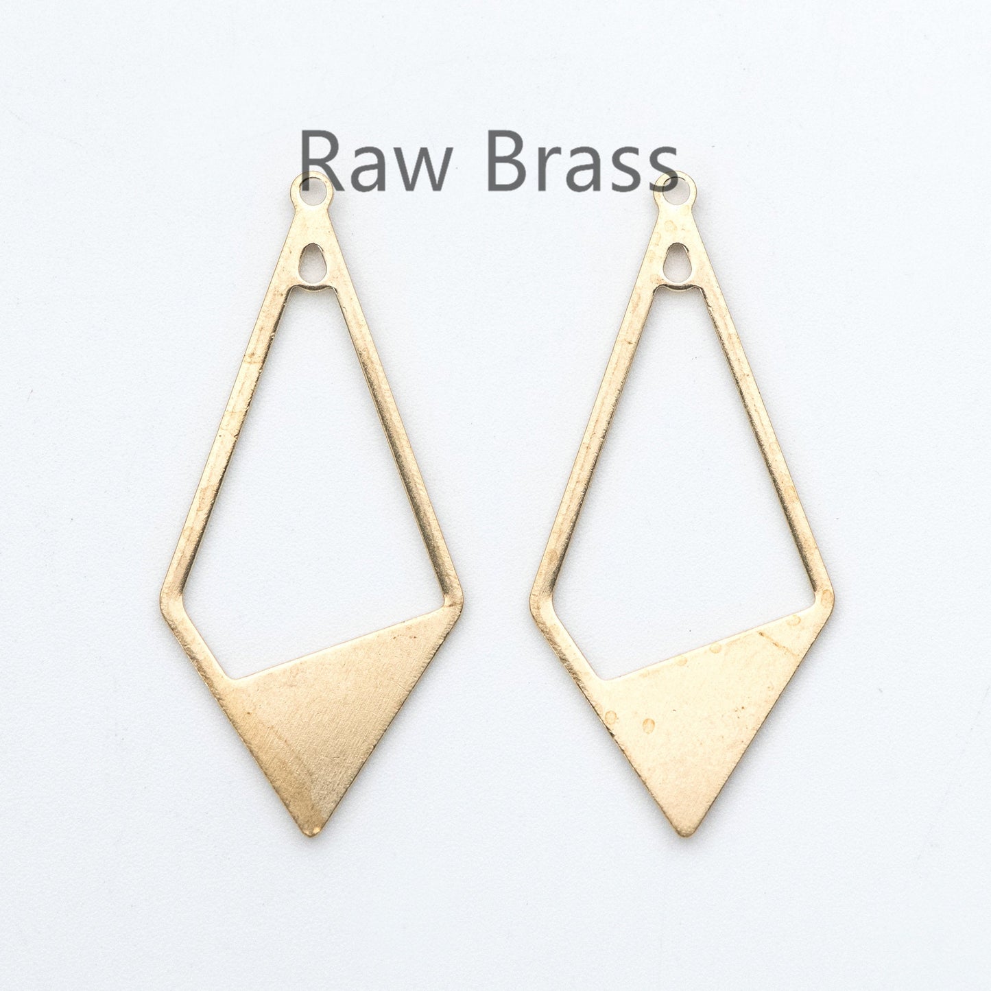 10pcs Raw Brass Rhombus Charm Pendants 36x16mm, Brass Findings Wholesale (RB-110)