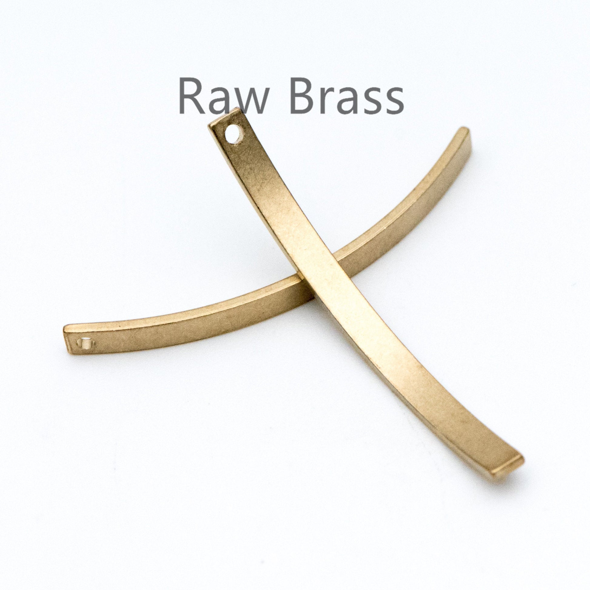 20pcs Raw Brass Curved Bar Charm Pendants 36x3mm (RB-103)