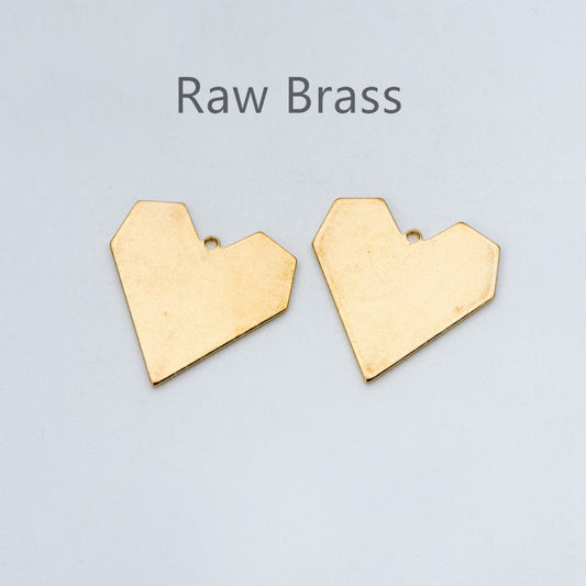 20pcs Raw Brass Heart Charm Pendants 19mm, Brass Findings Wholesale (RB-161)