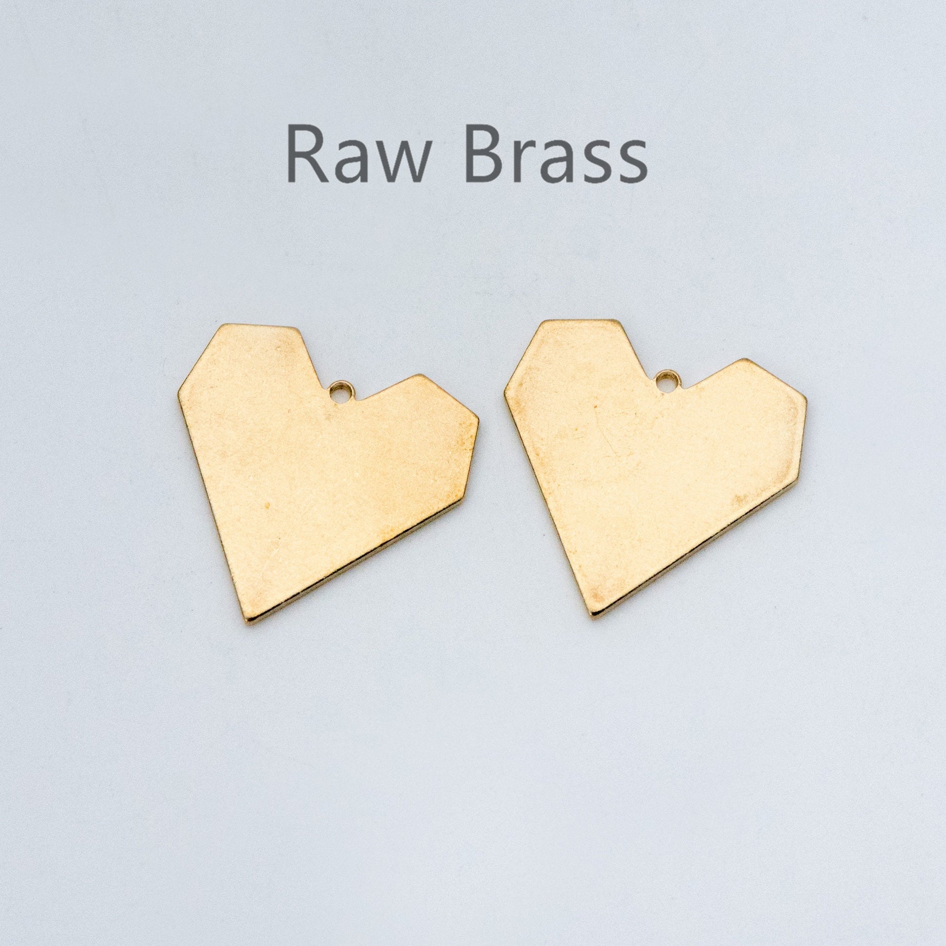 20pcs Raw Brass Heart Charm Pendants 19mm, Brass Findings Wholesale (RB-161)