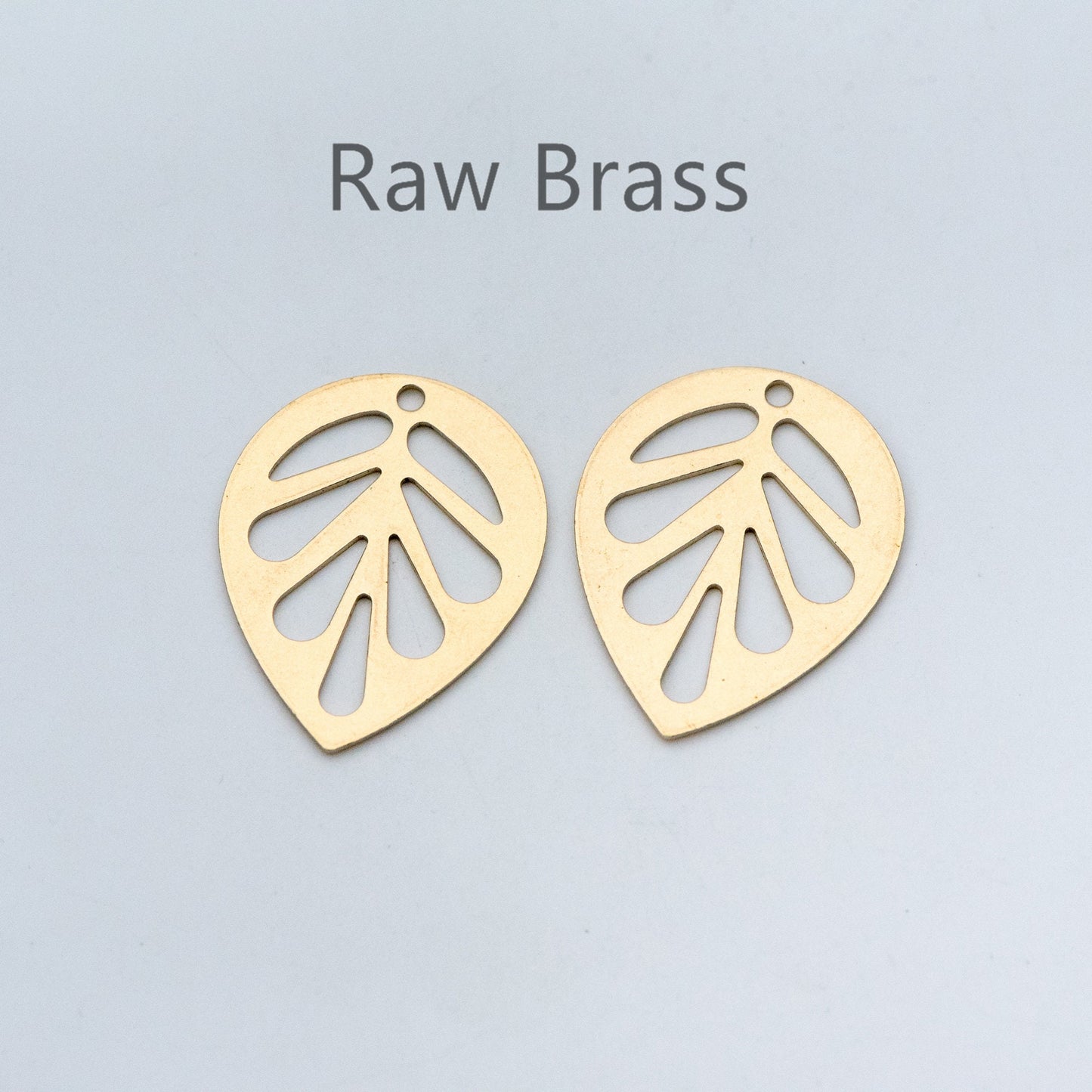 20pcs Raw Brass Leaf Charm Pendants 14mm/ 30mm, Brass Findings Wholesale (RB-159)