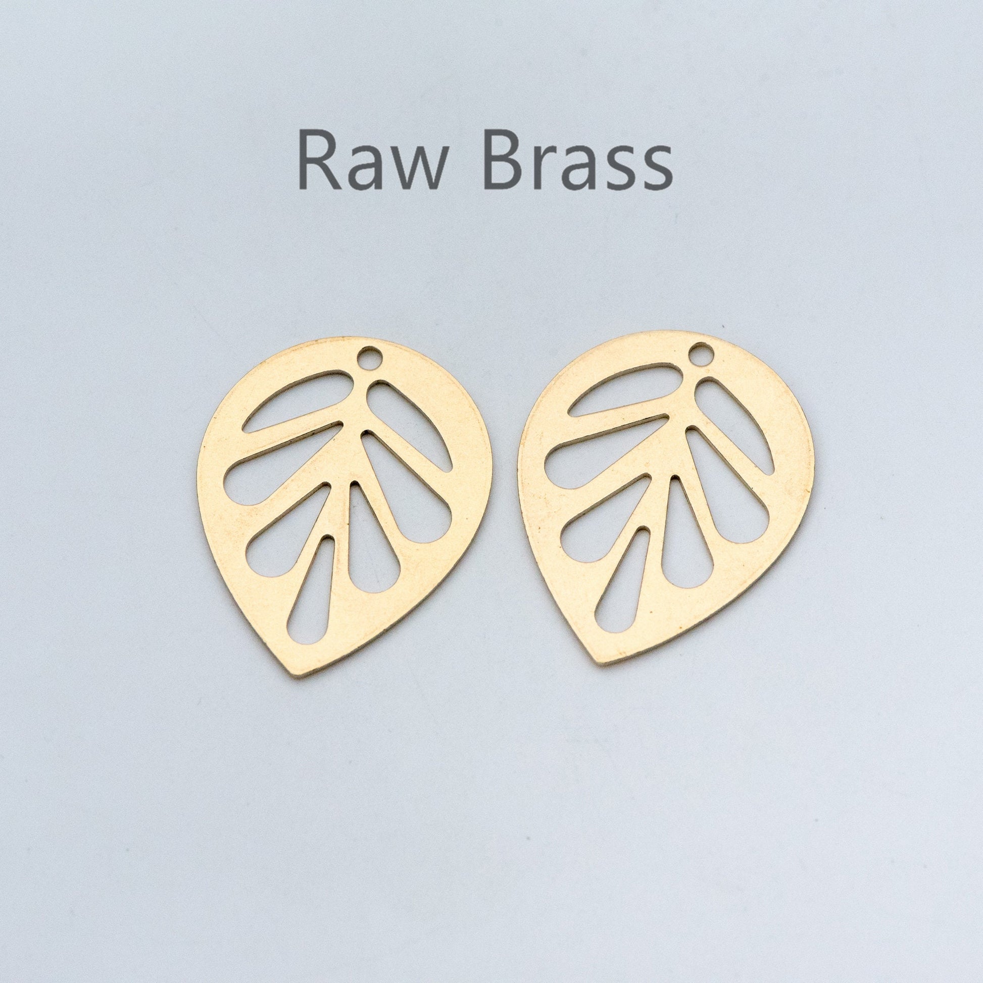 20pcs Raw Brass Leaf Charm Pendants 14mm/ 30mm, Brass Findings Wholesale (RB-159)
