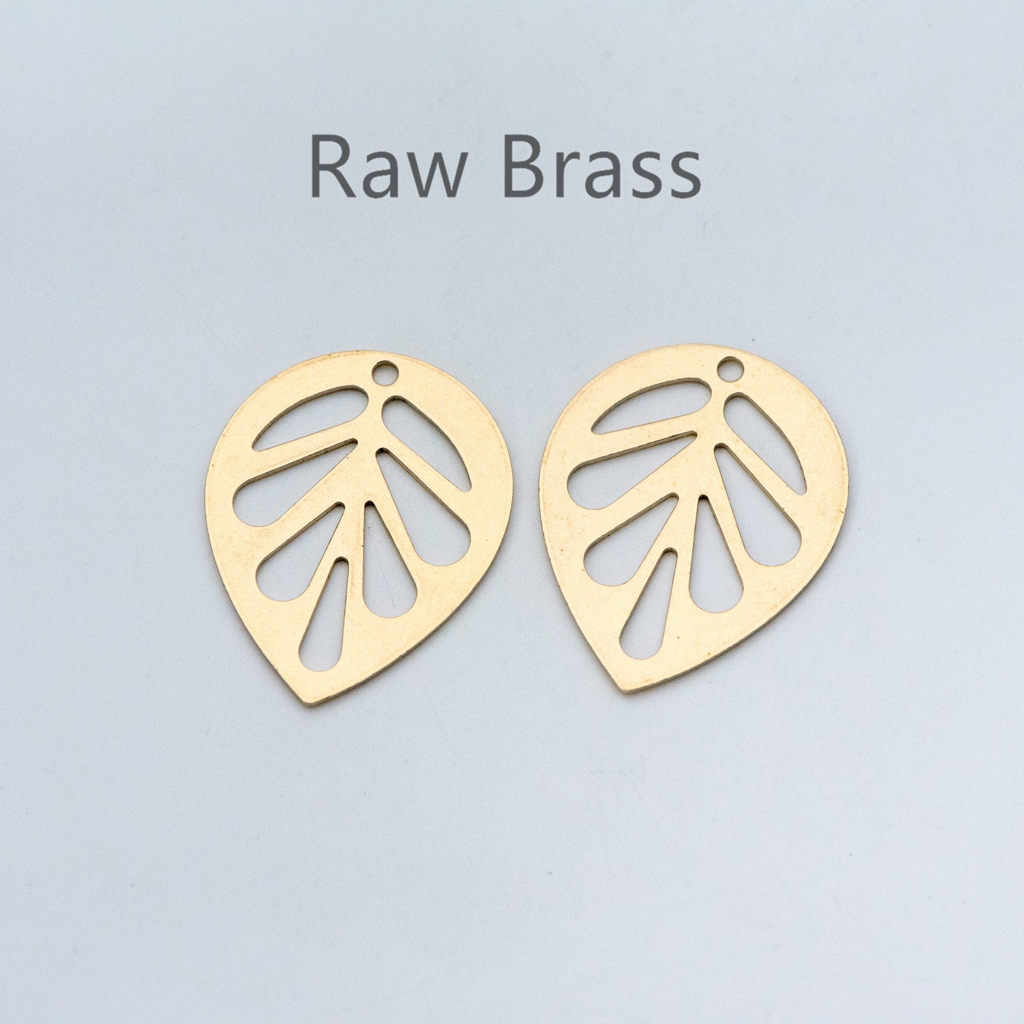 20pcs Raw Brass Leaf Charm Pendants 14mm/ 30mm, Brass Findings Wholesale (RB-159)