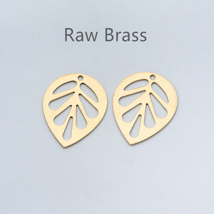 20pcs Raw Brass Leaf Charm Pendants 14mm/ 30mm, Brass Findings Wholesale (RB-159)