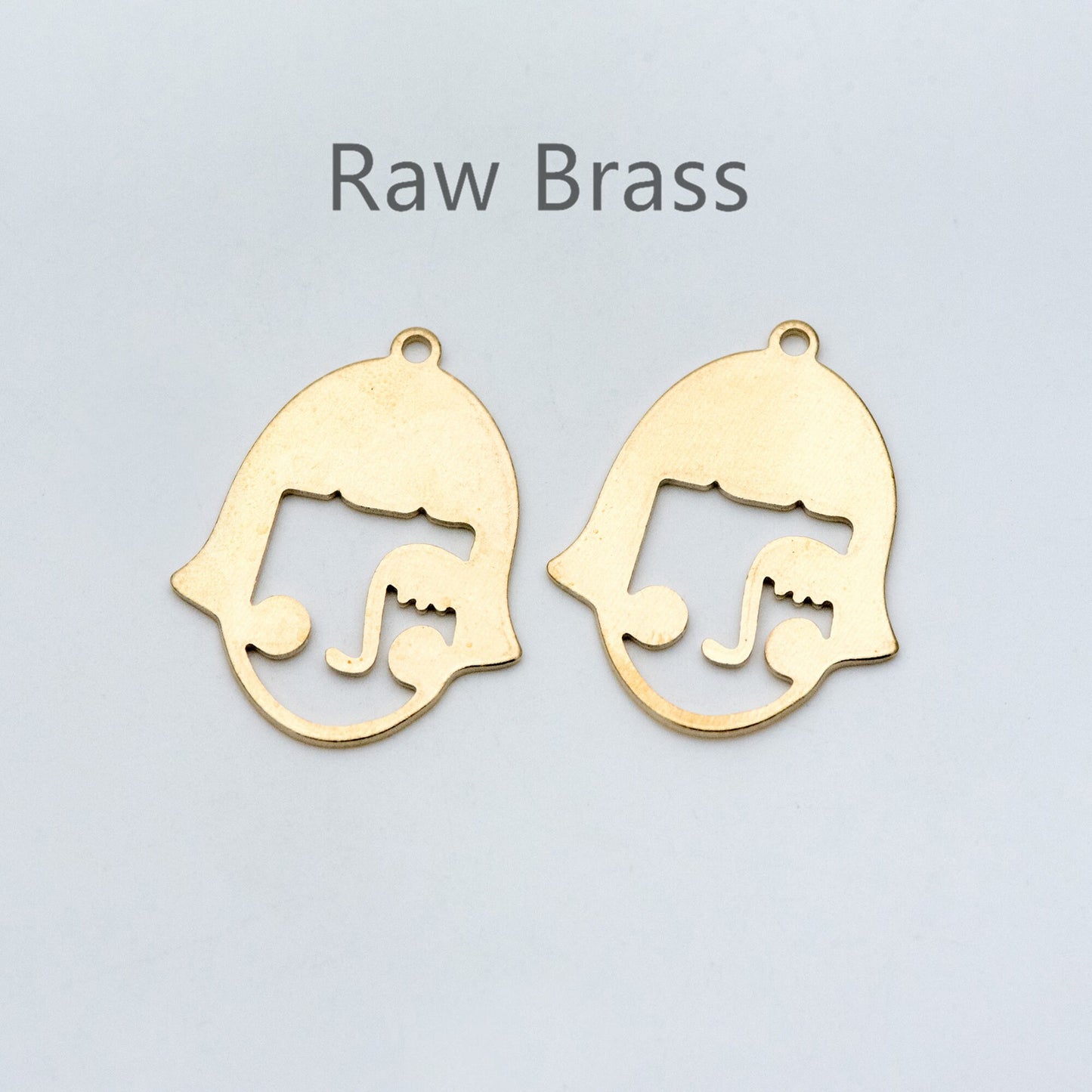 10pcs Raw Brass Face Outline Charms 32x25mm, Vintage Styled Face Pendants Wholesale (RB-153)