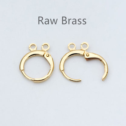 20pcs Raw Brass Round Leverback Earrings, Brass Ear Hooks with Two Loops (RB-152)