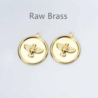 20pcs Raw Brass Bird Charms 19x17mm, Bird Earring Pendants, Brass Findings Wholesale (RB-143)