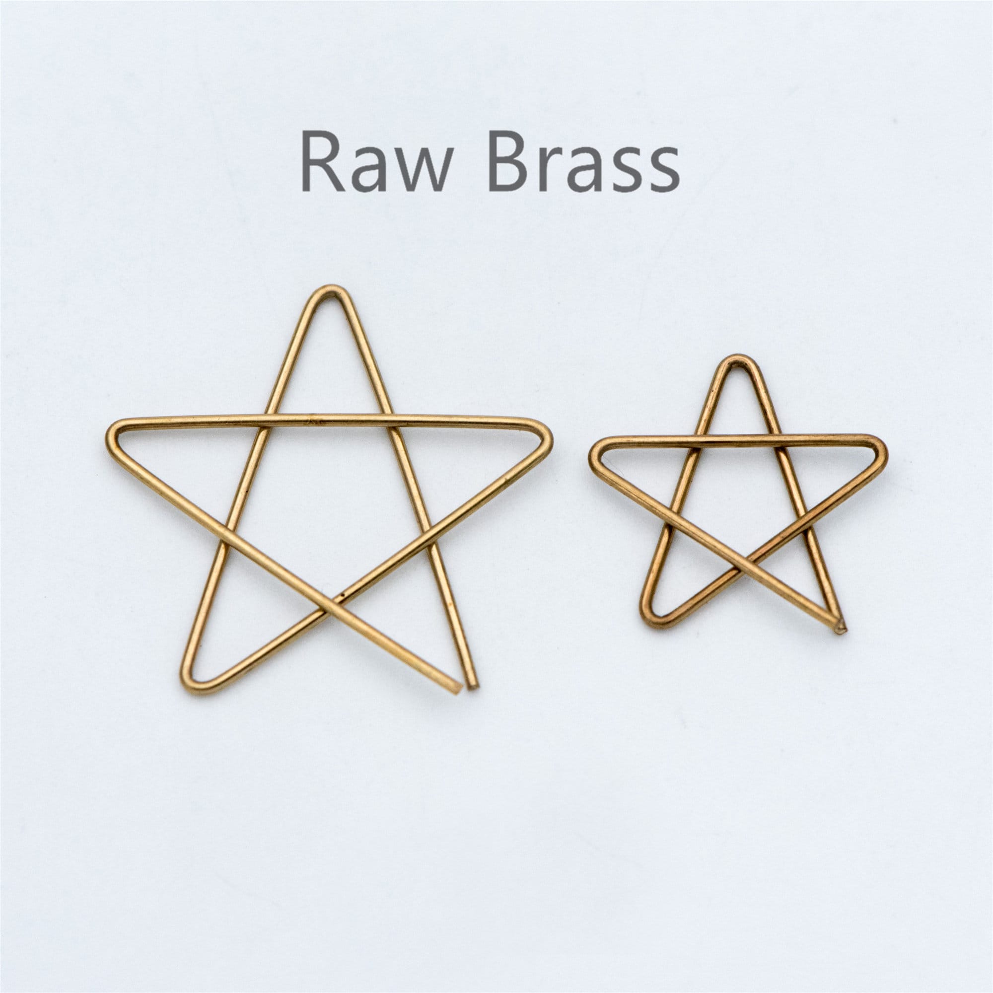 20pcs Raw Brass Wire Star Charm Pendants, 18mm/ 27mm (RB-132)