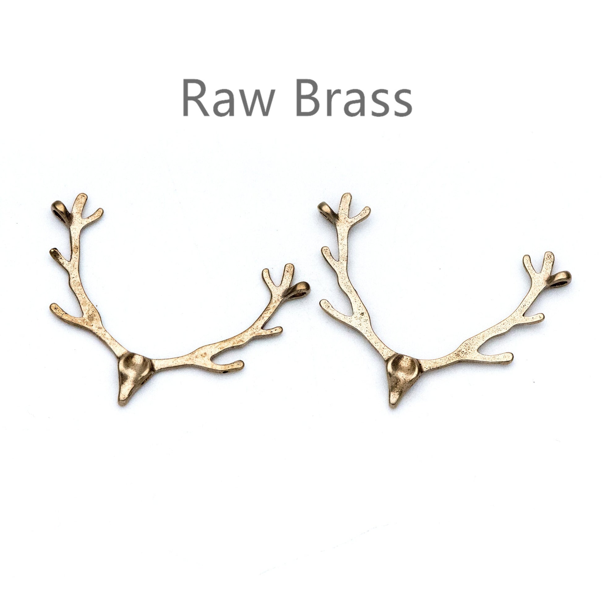 20pcs Raw Brass Antlers Charm Connectors 28x22mm, Brass Necklace Pendant Findings Wholesale (RB-130)