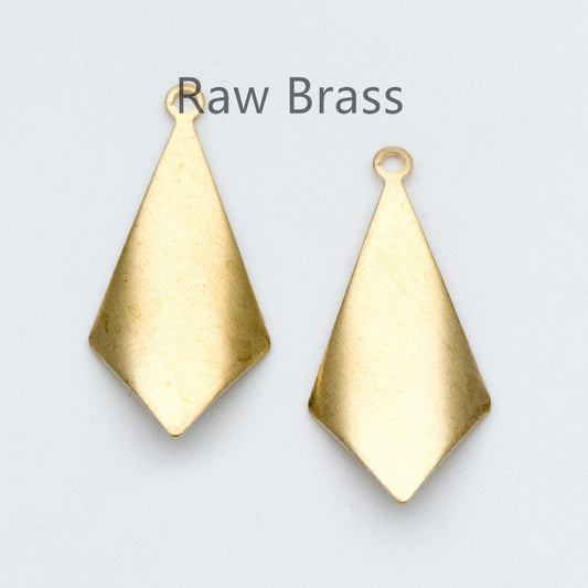 20pcs Raw Brass Rhombus Charms 25x12mm, Geometric Stamping Earring Pendants, Brass Findings Wholesale (RB-119)