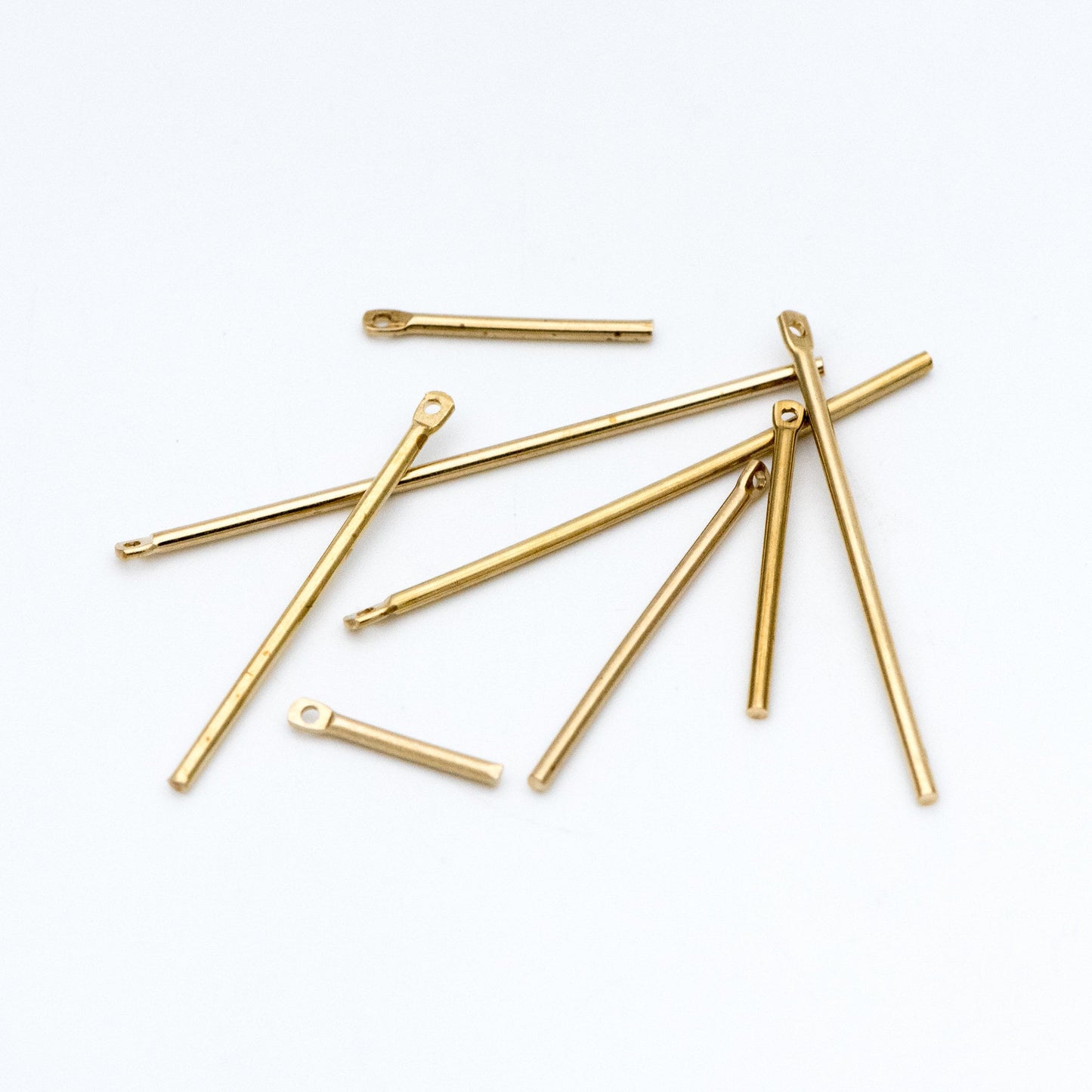 50pcs Raw Brass Bar Pendant, Yellow Brass Tube Charms Wholesale, 15-50mm Long by 1.5mm Thick, Multi Size (RB-177)