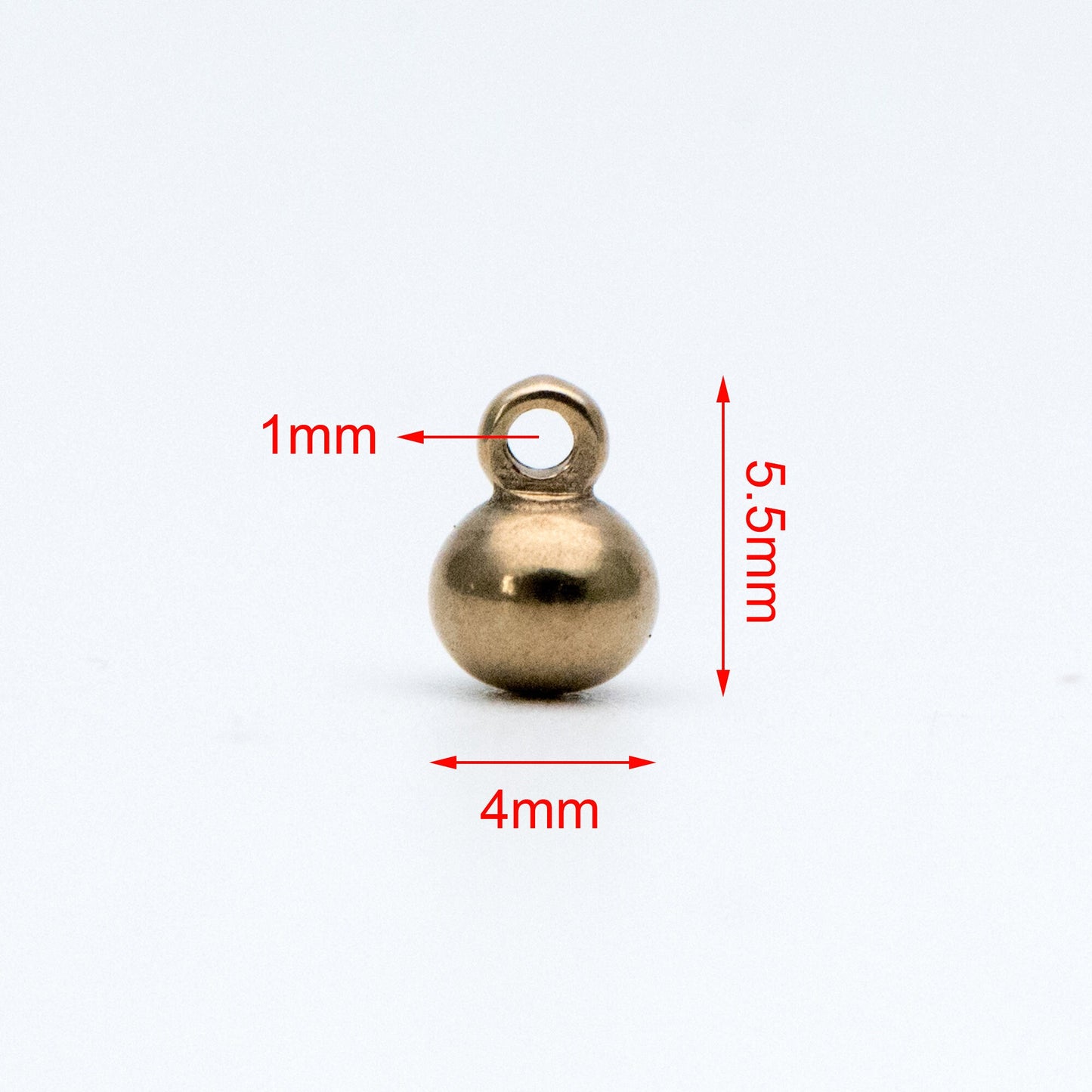 20pcs Raw Brass Round Charm Pendants, 4mm/ 6mm Ball, Brass Findings Wholesale (RB-178)