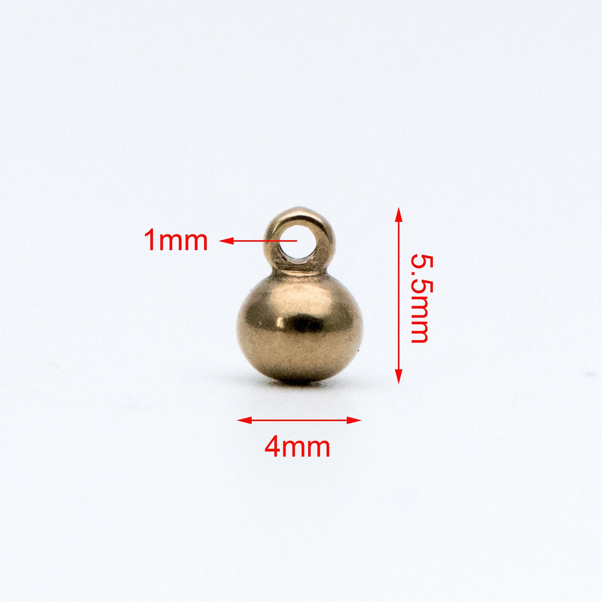 20pcs Raw Brass Round Charm Pendants, 4mm/ 6mm Ball, Brass Findings Wholesale (RB-178)