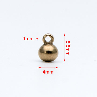 20pcs Raw Brass Round Charm Pendants, 4mm/ 6mm Ball, Brass Findings Wholesale (RB-178)