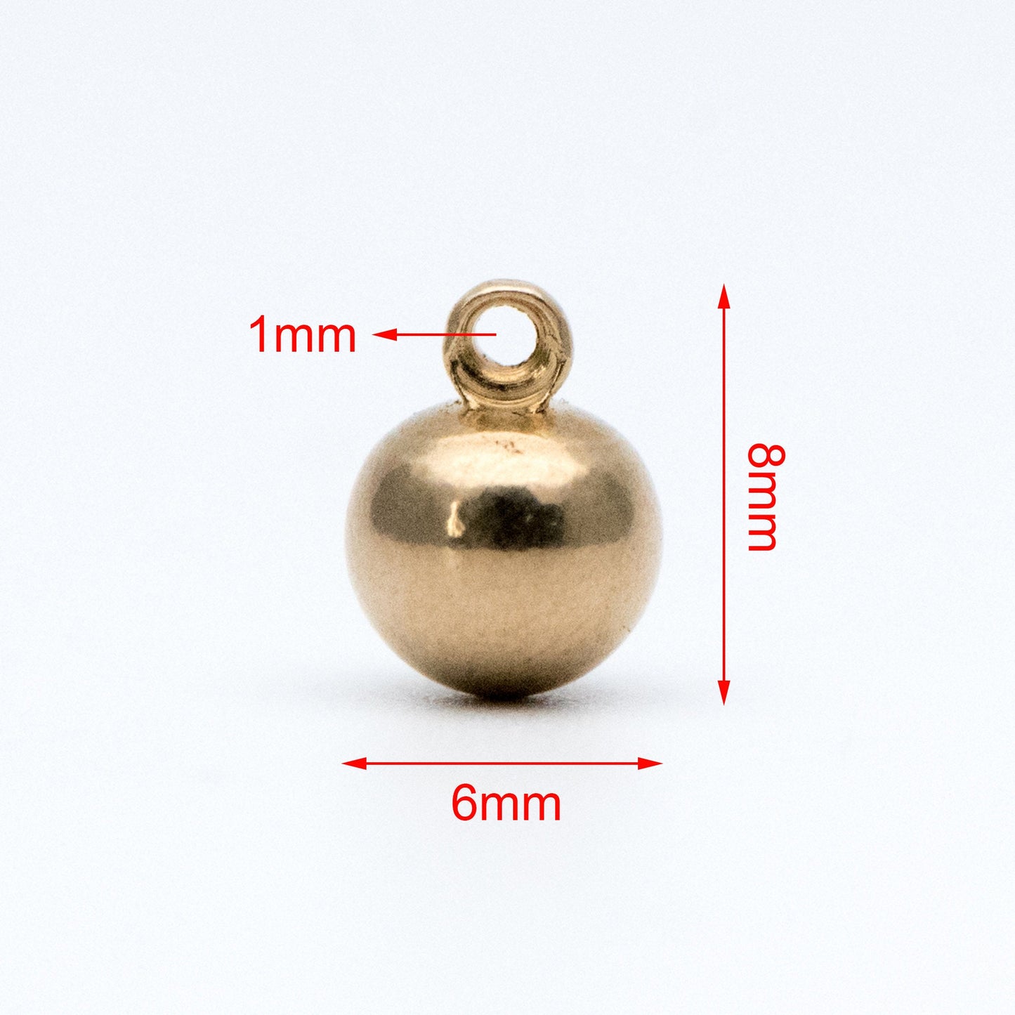 20pcs Raw Brass Round Charm Pendants, 4mm/ 6mm Ball, Brass Findings Wholesale (RB-178)