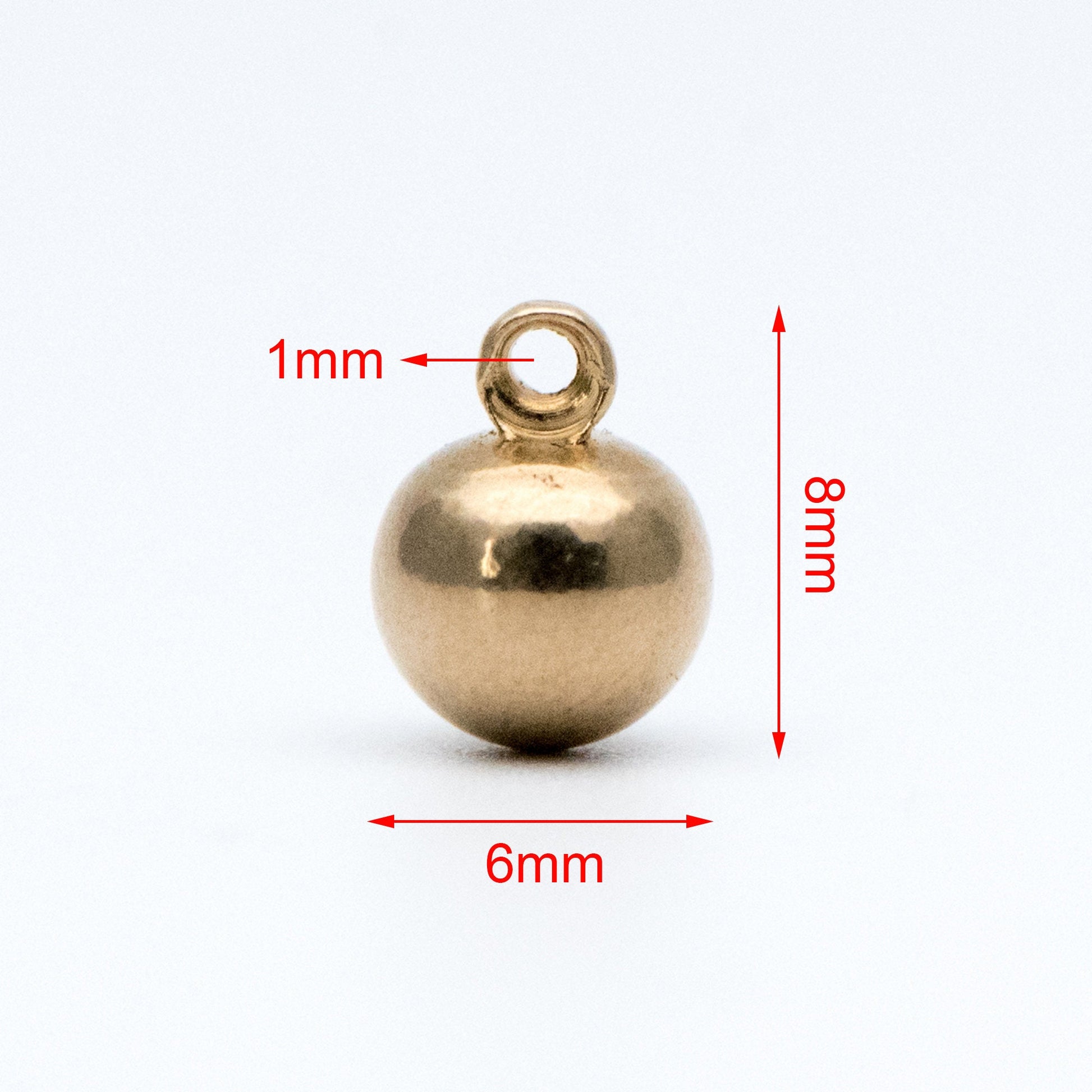 20pcs Raw Brass Round Charm Pendants, 4mm/ 6mm Ball, Brass Findings Wholesale (RB-178)