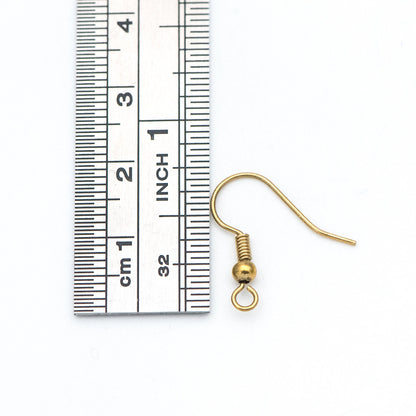 100pcs Raw Brass Earring Hooks, Ear Wire Findings Wholesale (RB-179)
