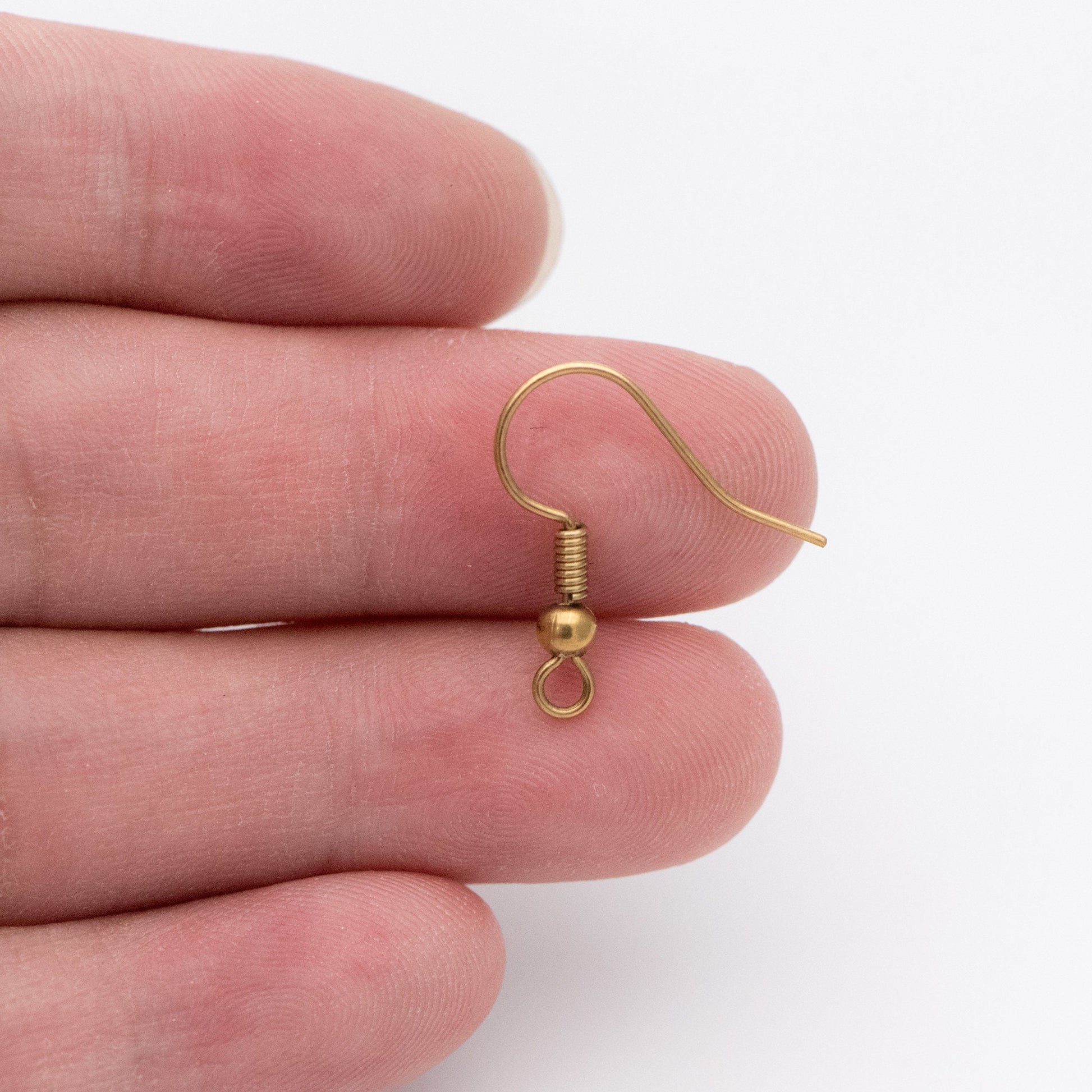 100pcs Raw Brass Earring Hooks, Ear Wire Findings Wholesale (RB-179)