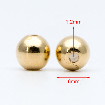 100pcs Raw Brass Round Spacer Beads, DIY Jewelry Findings Wholesale, 3/ 4/ 6mm (RB-180)