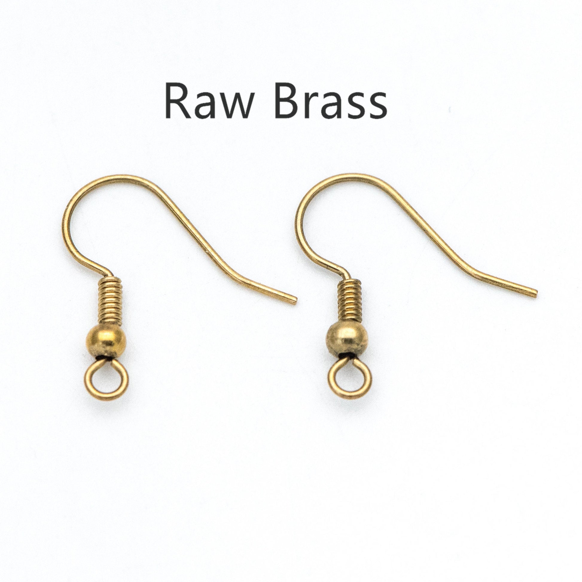 100pcs Raw Brass Earring Hooks, Ear Wire Findings Wholesale (RB-179)