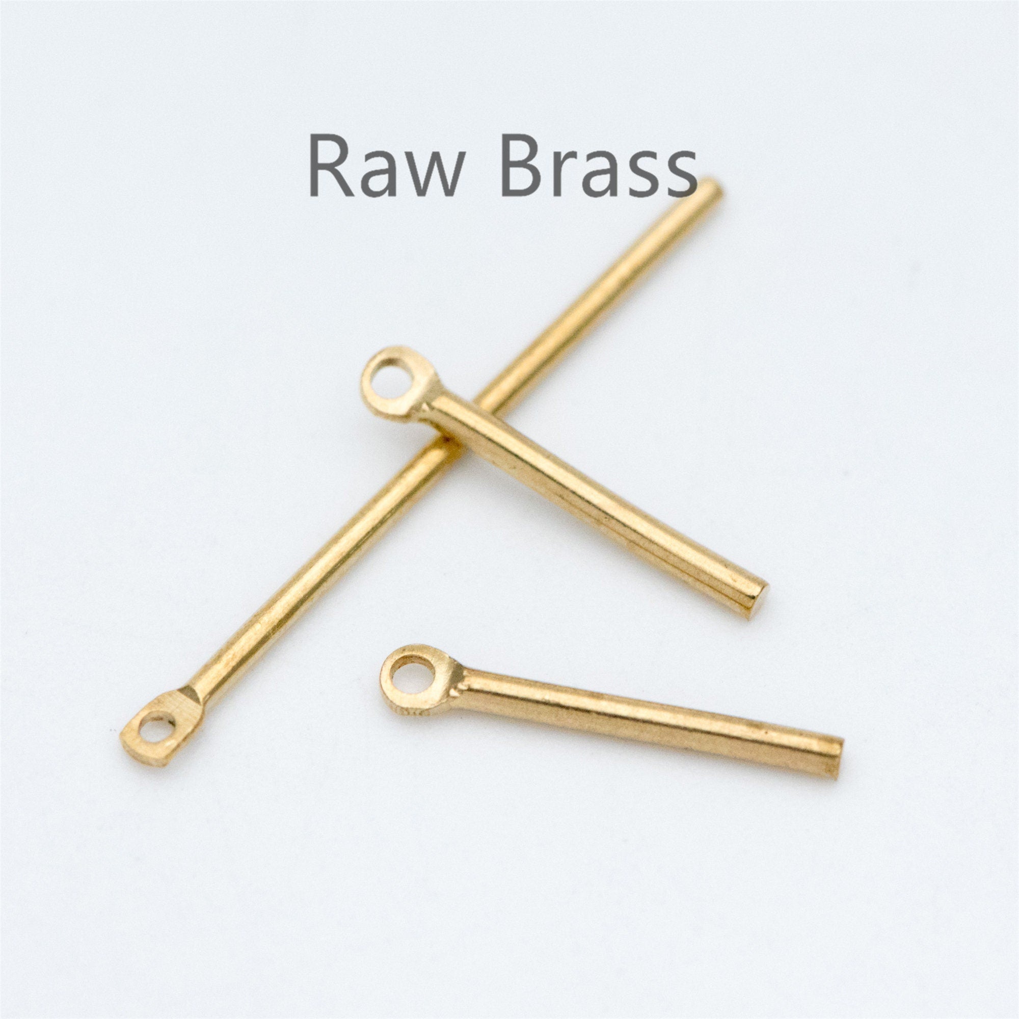 100pcs Raw Brass Bar Charms, Long Tube Pendants, 15x1.2mm/ 25x1mm (RB-131)