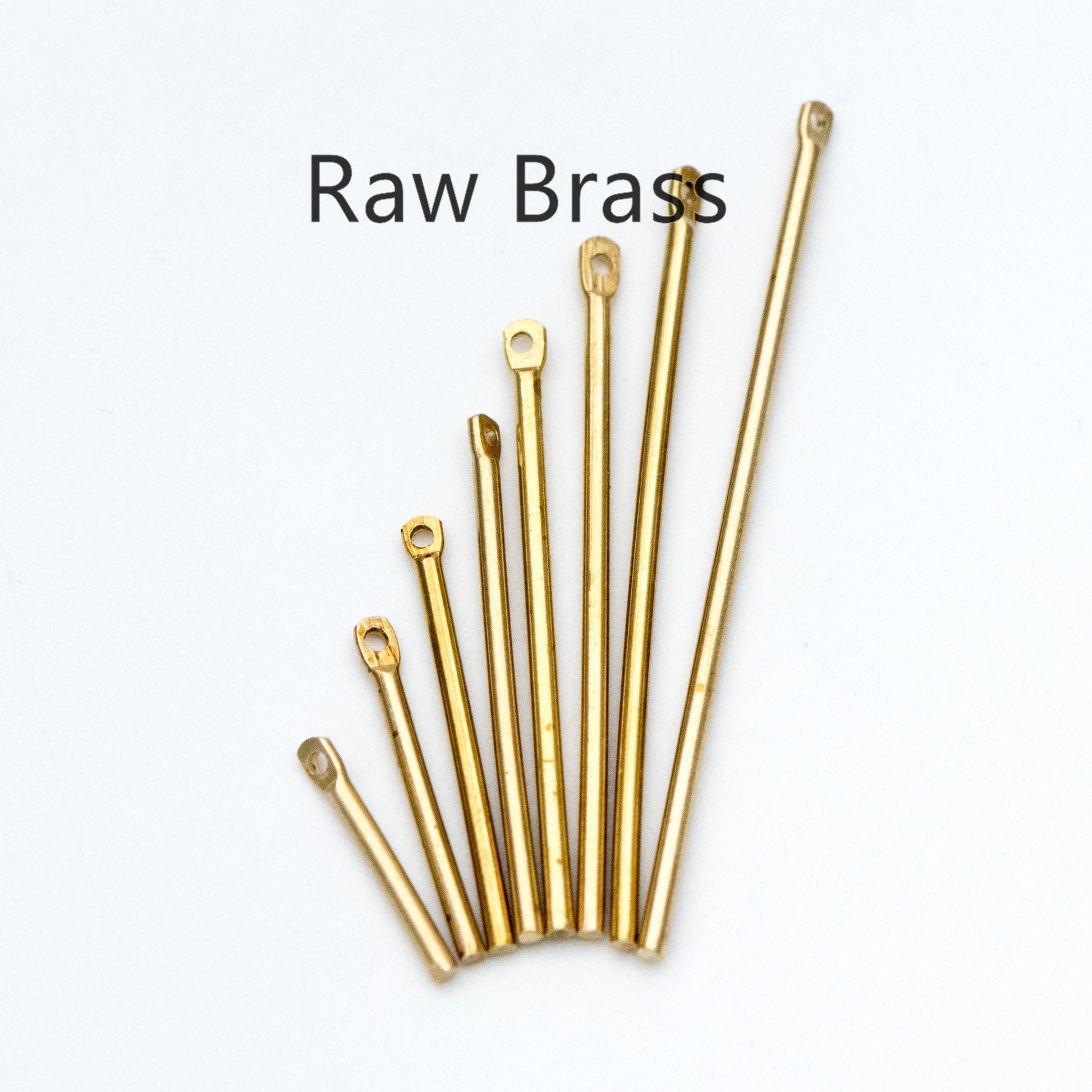 50pcs Raw Brass Bar Pendant, Yellow Brass Tube Charms Wholesale, 15-50mm Long by 1.5mm Thick, Multi Size (RB-177)