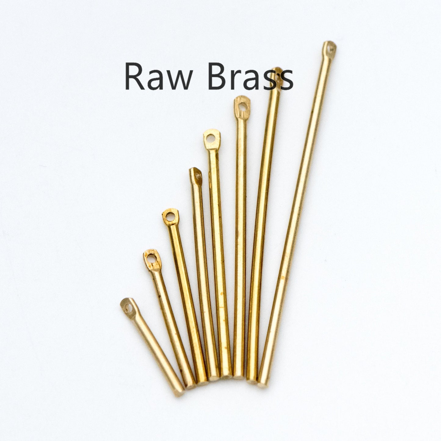 50pcs Raw Brass Bar Pendant, Yellow Brass Tube Charms Wholesale, 15-50mm Long by 1.5mm Thick, Multi Size (RB-177)