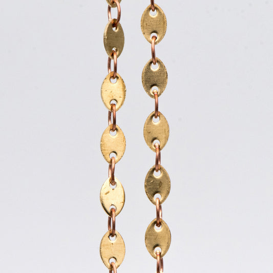 Raw Brass Oval Disc Chains 3x5mm, Handmade Disk Geometric Chain Wholesale (#LK-266-RB)/ 1 Meter=3.3 feet