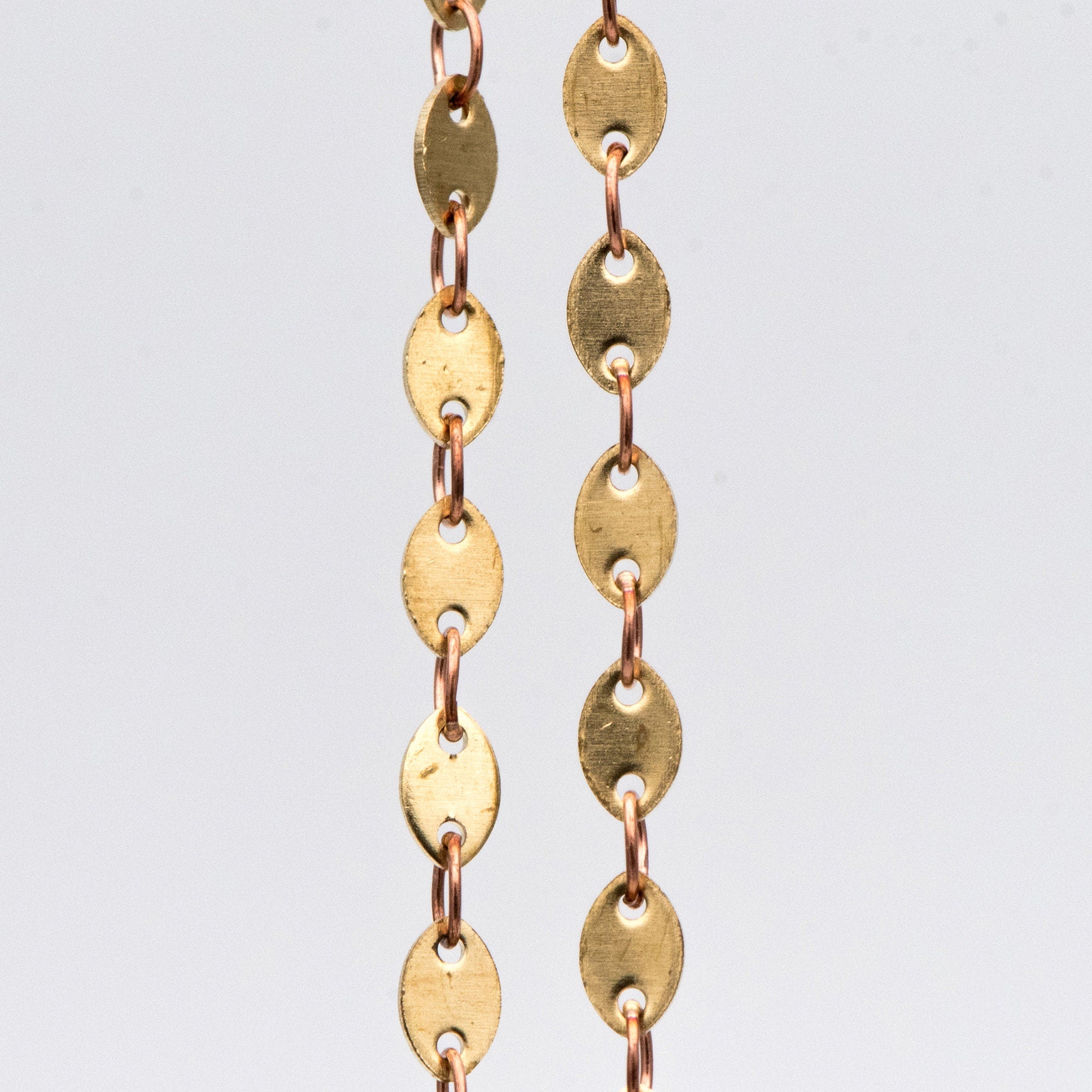 Raw Brass Oval Disc Chains 3x5mm, Handmade Disk Geometric Chain Wholesale (#LK-266-RB)/ 1 Meter=3.3 feet