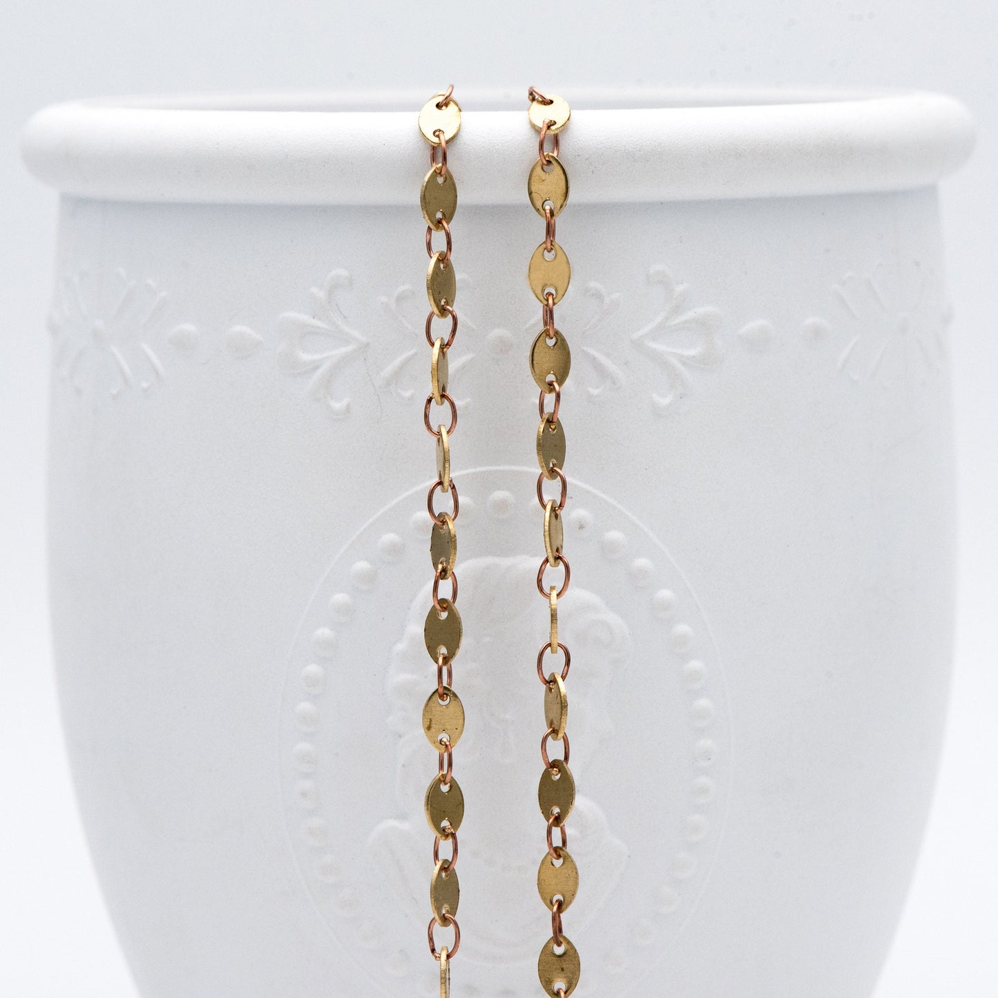 Raw Brass Oval Disc Chains 3x5mm, Handmade Disk Geometric Chain Wholesale (#LK-266-RB)/ 1 Meter=3.3 feet