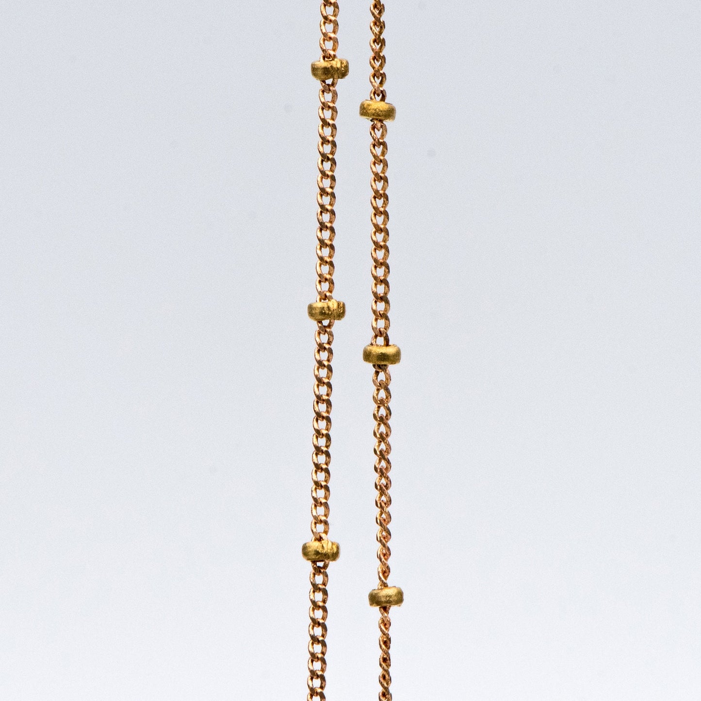 Raw Brass Satellite Chains, 1mm Curb Chain with 2mm Rondelle Beads, DIY Necklace Chain Wholesale (#LK-264-RB)/ 1 Meter=3.3 ft
