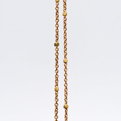 Dainty Raw Brass Beaded Cable Chains, 1.2mm Tiny Chain with 1.4mm Cube Beads, Delicate Chains for DIY Necklace (#LK-263-RB)/ 1 Meter=3.3 ft