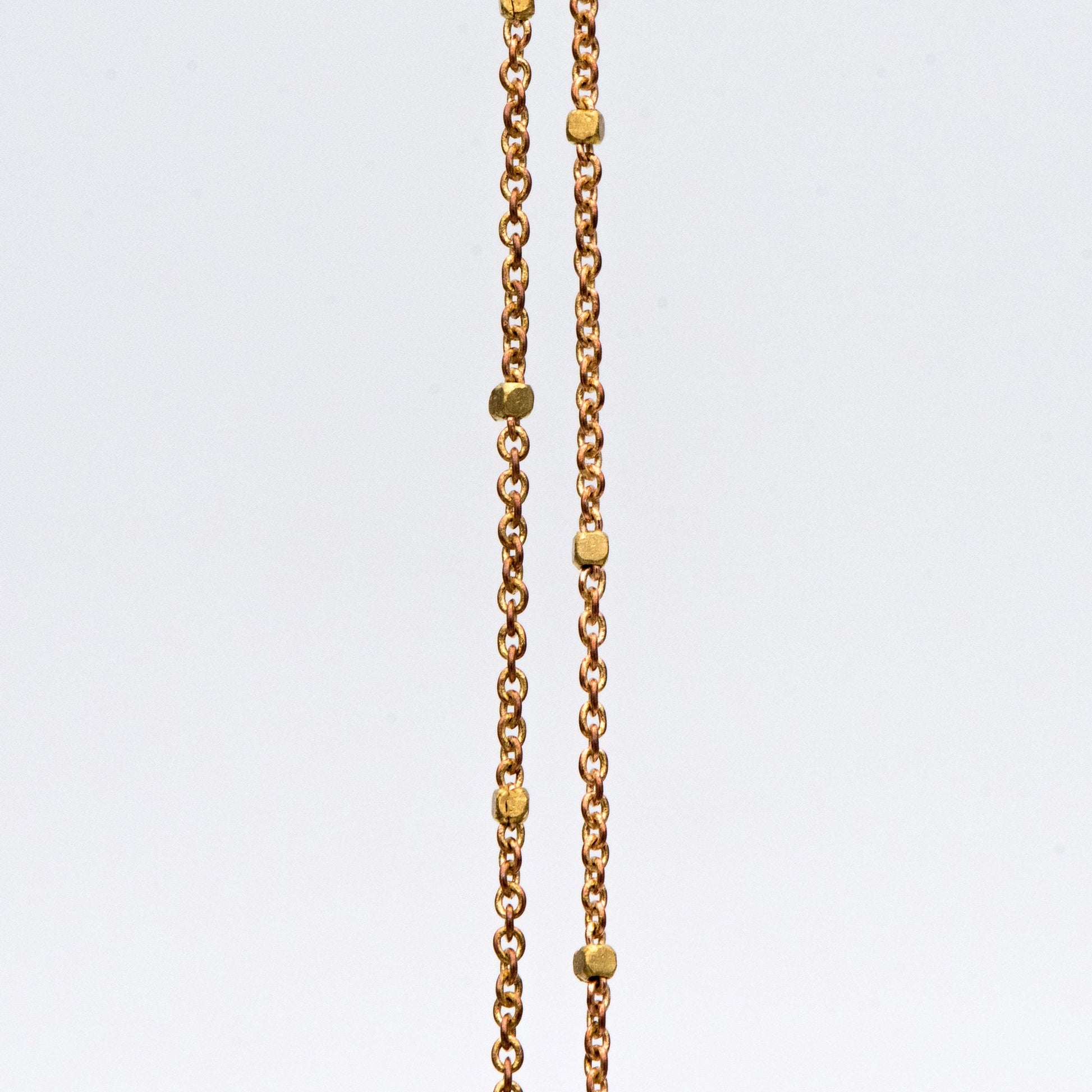 Dainty Raw Brass Beaded Cable Chains, 1.2mm Tiny Chain with 1.4mm Cube Beads, Delicate Chains for DIY Necklace (#LK-263-RB)/ 1 Meter=3.3 ft