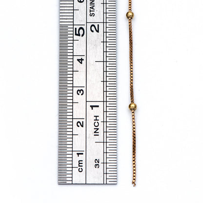 Dainty Raw Brass Beaded Box Chains, 0.9mm Box Chain with 2.5mm Round Ball Beads, Tiny Necklace Chain Wholesale (#LK-261-RB)/ 1 Meter=3.3 ft