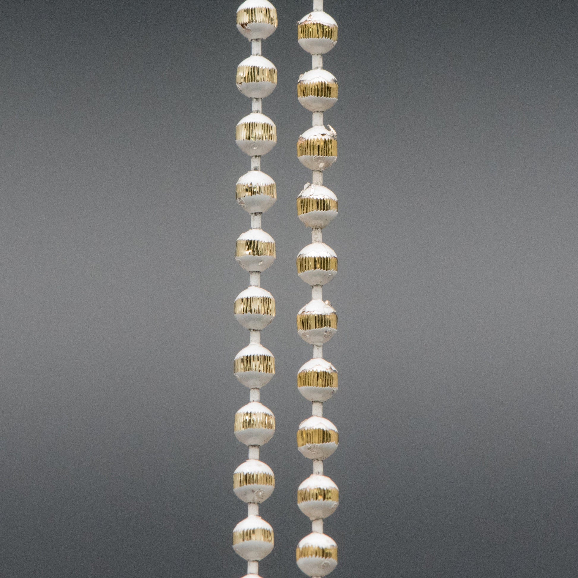 Brass Beaded Ball Chain 3mm, White Grey Coffee (#LK-255)/ 1 Meters=3.3ft