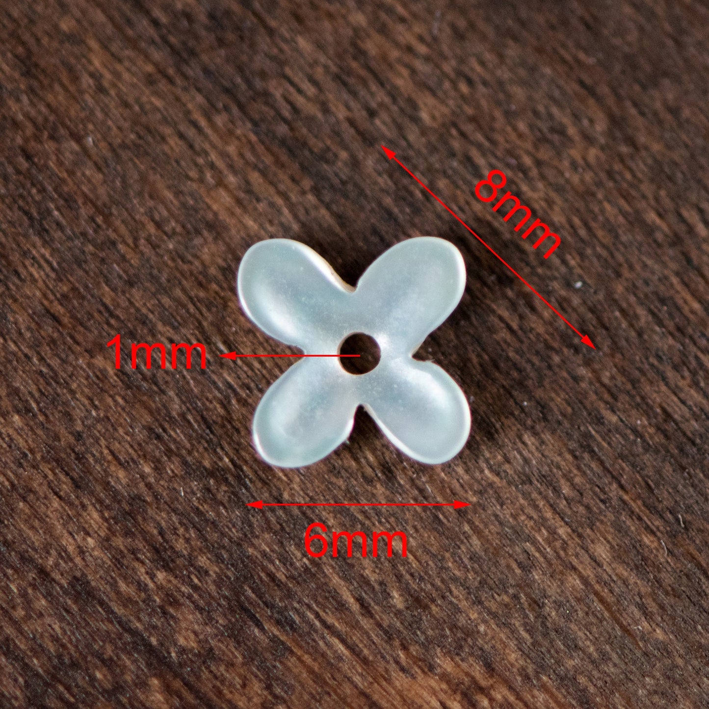 10pcs White Mother of Pearl Shell Flowers, Floral MOP Cabochon Beads 6mm/ 8mm (#V1343)