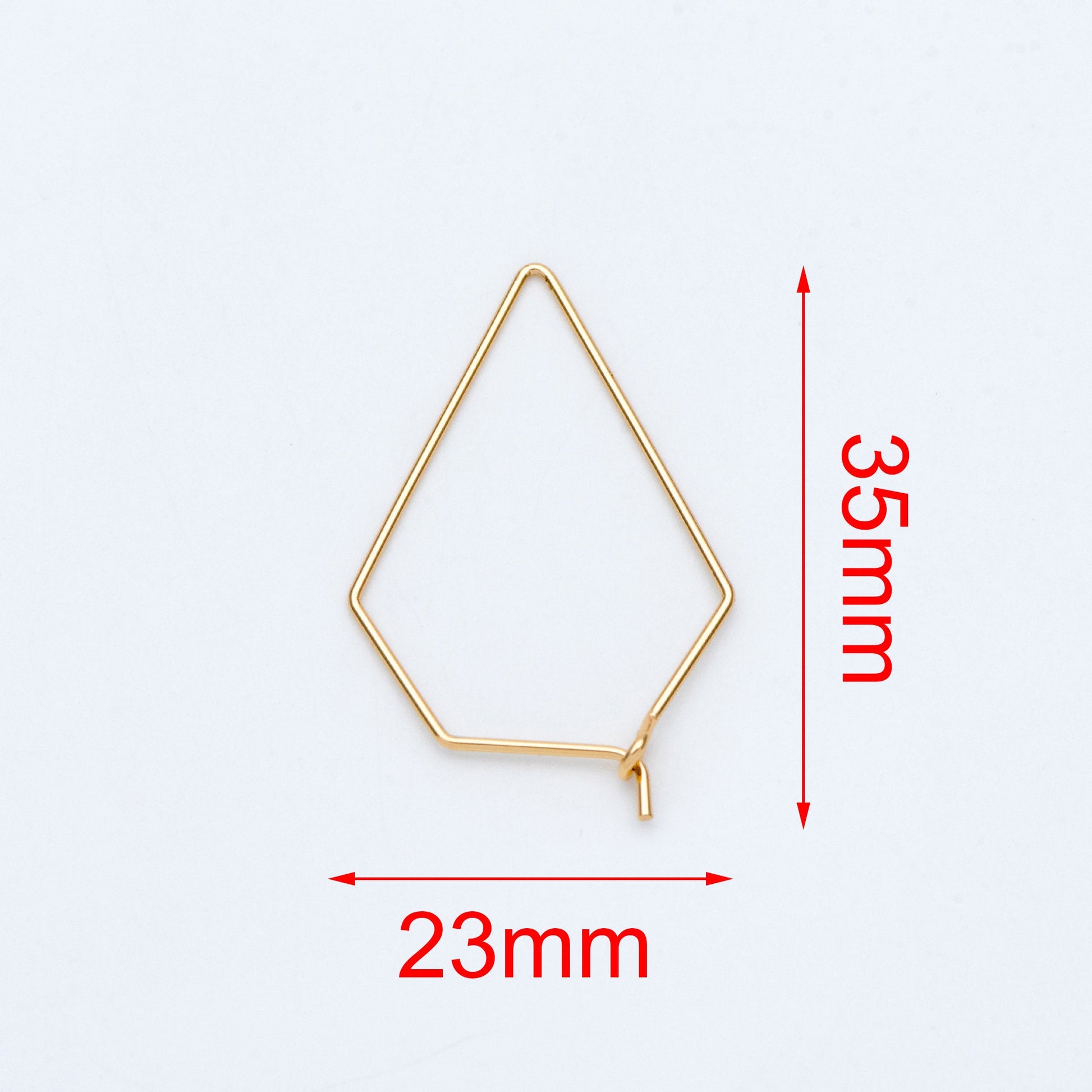 10pcs Gold/ Silver tone Geometric Hoop Earring 35x23mm, 18K Gold/ Rhodium plated Brass, Ear Wire Components (GB-705)