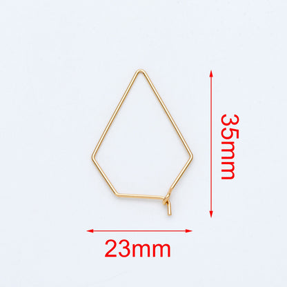 10pcs Gold/ Silver tone Geometric Hoop Earring 35x23mm, 18K Gold/ Rhodium plated Brass, Ear Wire Components (GB-705)