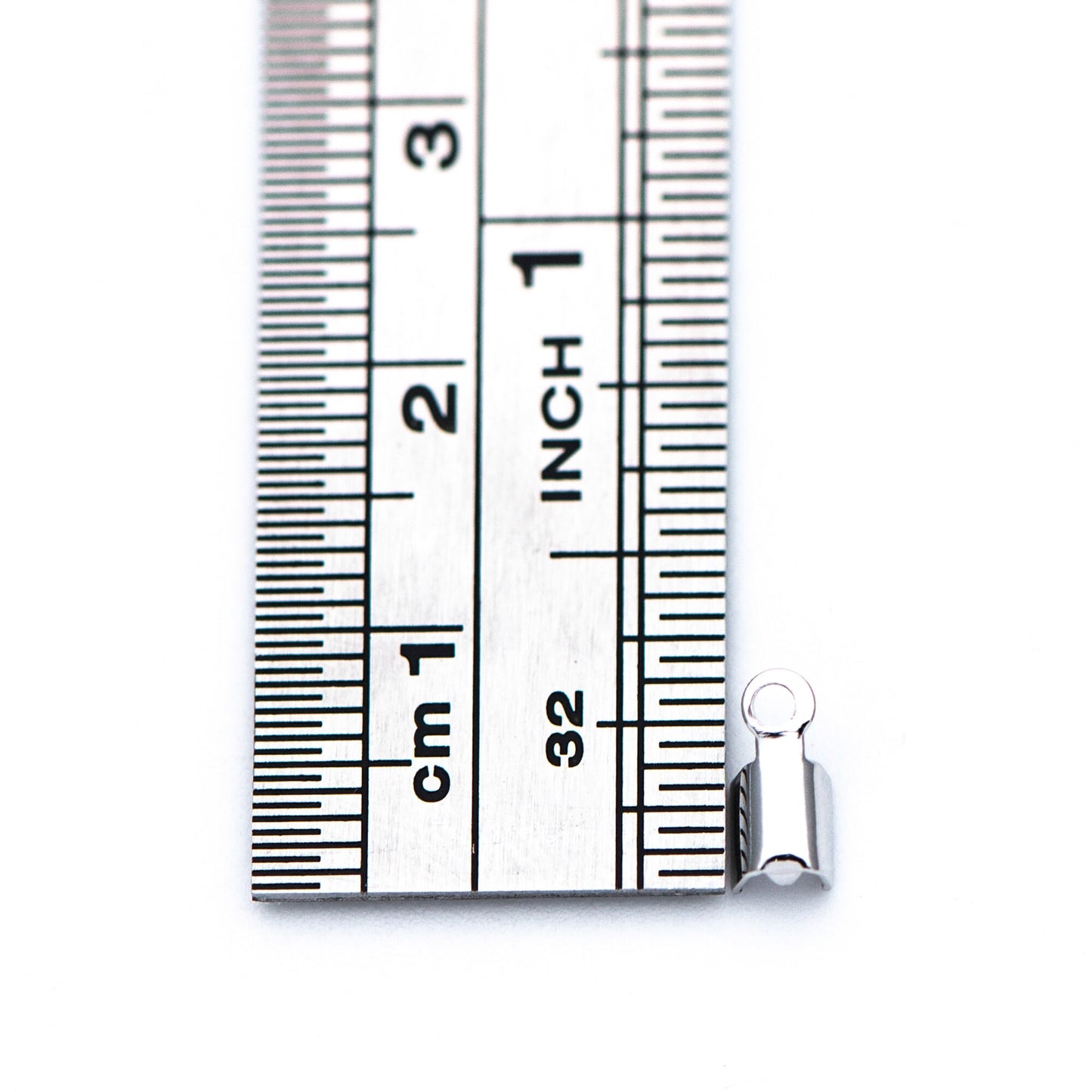 20pcs Silver tone Crimp End Tips, Leather Hemp Cord Chain Ends, 8x3/ 9x4mm, Rhodium plated Brass, Thick and Sturdy (GB-674)