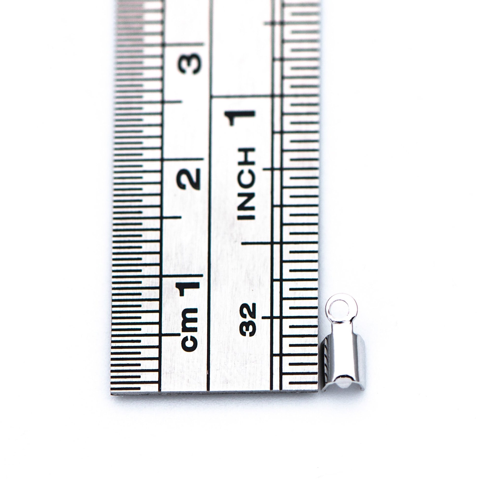 20pcs Silver tone Crimp End Tips, Leather Hemp Cord Chain Ends, 8x3/ 9x4mm, Rhodium plated Brass, Thick and Sturdy (GB-674)