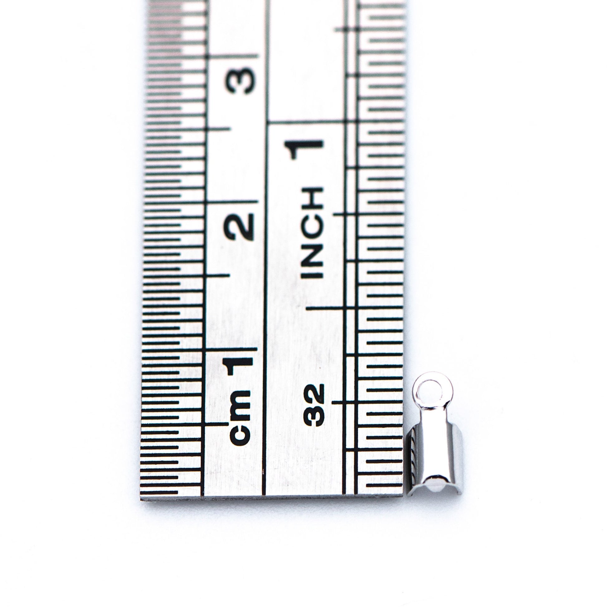 20pcs Silver tone Crimp End Tips, Leather Hemp Cord Chain Ends, 8x3/ 9x4mm, Rhodium plated Brass, Thick and Sturdy (GB-674)