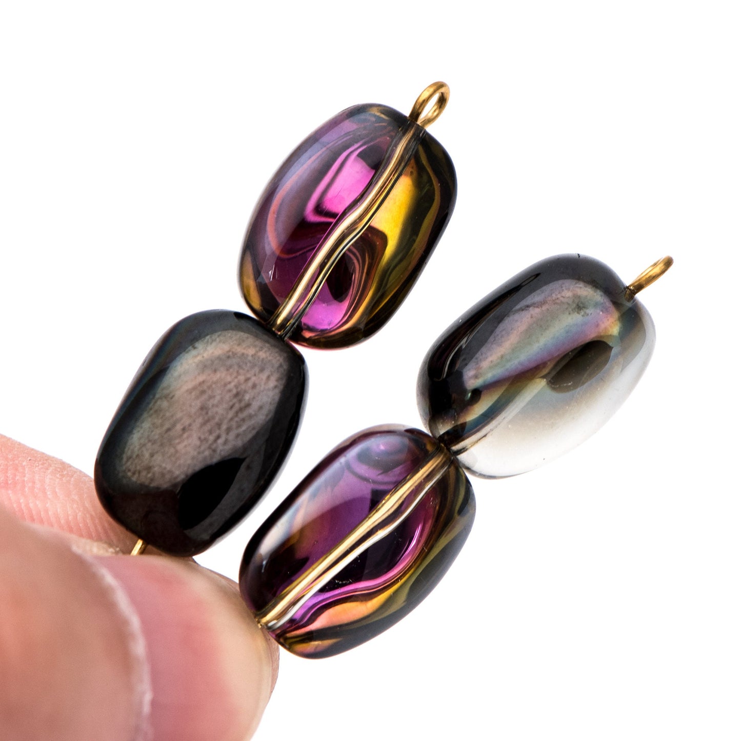 30pcs Faceted Glass Unique Beads, Stone Shaped Crystal beads 15mm, Sparkly Black Rose (GM-035-3)